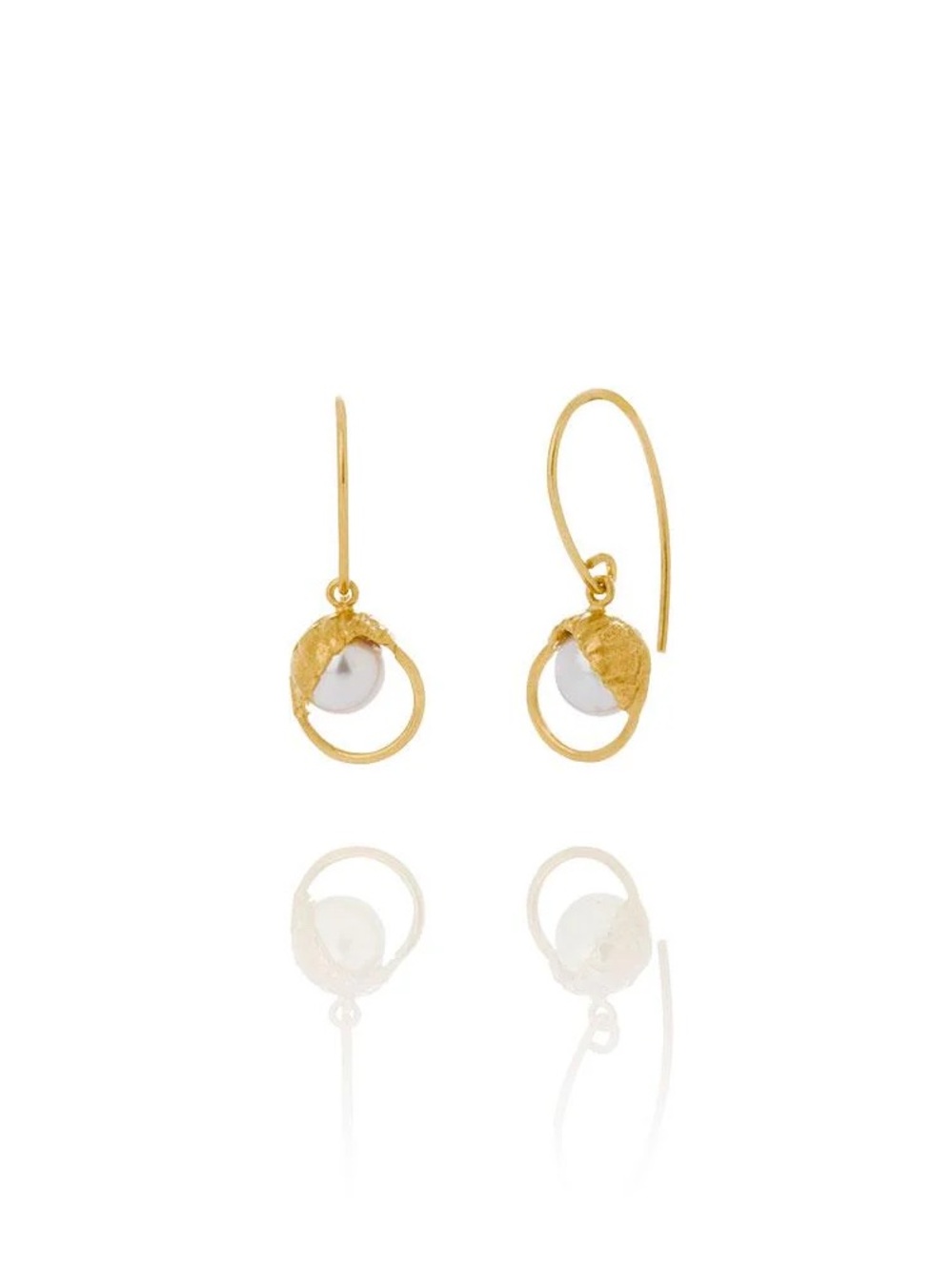 Aurum Iceland Gold Pearl Circle Drop Earrings - Women Jewelry